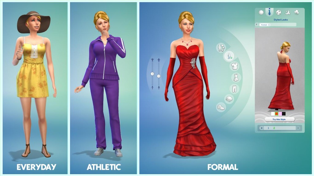 unterschiedliche Kleiderkategorien in Sims  4
