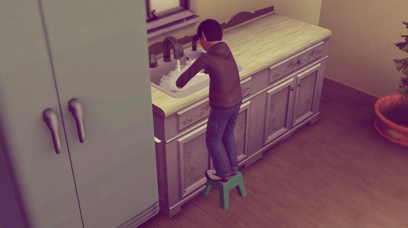 Alfred wäscht das Geschirr ab