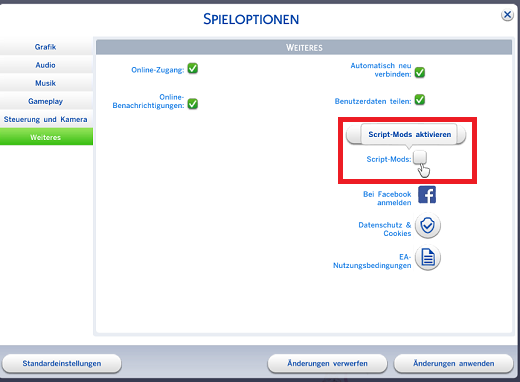 Sims 4 Scipted Mods aktivieren