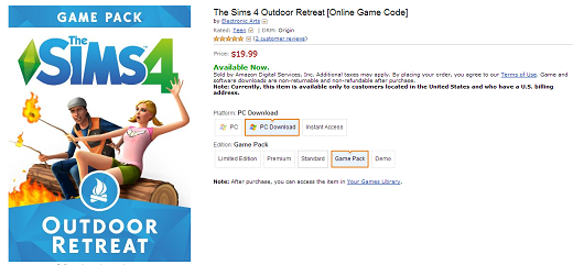 Sims 4 Outdoor Leben bei Amazon